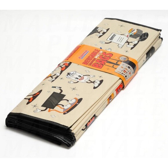 Costco Cartoon Highlights Reusable Shopping Tote Bag Kirkland Heavy Duty 4-Pack - Picture 6 of 7